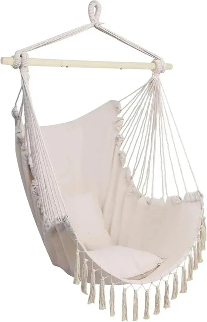 ONCLOUD Macramé Hammock Chair with Heavy-Duty Rope Suspension and High-Weight Capacity