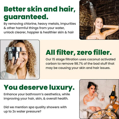 Eskiin Filtered Shower Head  Vitamin C & Mineral Filters for Healthier Hair and Skin
