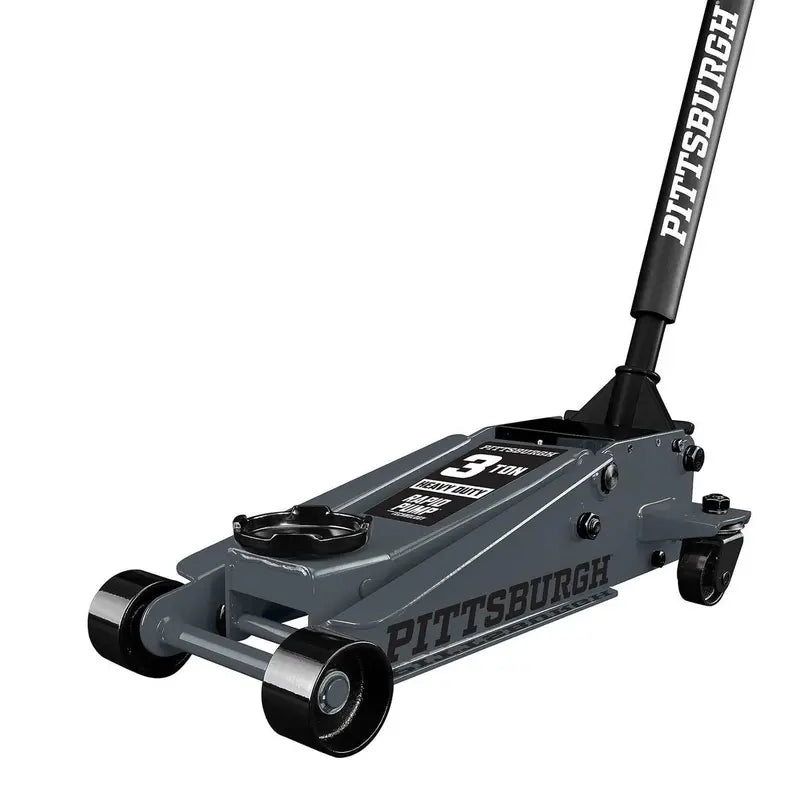 Pittsburgh 3-Ton Floor Jack  Rapid Pump Lift Mechanism, Slate Gray Finish, Professional-Grade Stability