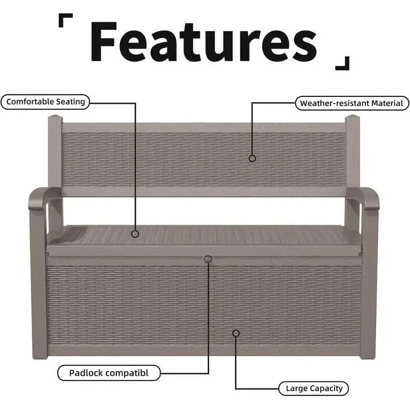 All-Weather Rattan-Look Storage Bench  Lockable Hidden Compartment, 500 lb Capacity