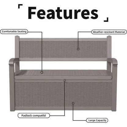 All-Weather Rattan-Look Storage Bench  Lockable Hidden Compartment, 500 lb Capacity