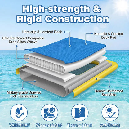 8′ x 8′ Inflatable Swim Platform  Floating Dock with 6-Inch Cushioned Thickness