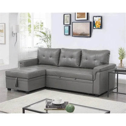 Convertible Reversible Sectional with Pull-Out Sleeper, Integrated Storage Chaise, and Sturdy Support Legs