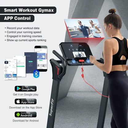 Electric Folding Treadmill  2.25HP Superfit Model with Bright LED Display and Space-Saving Design