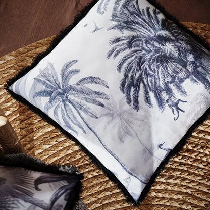 Coussin palmiers noir et blanc d houssable Kob