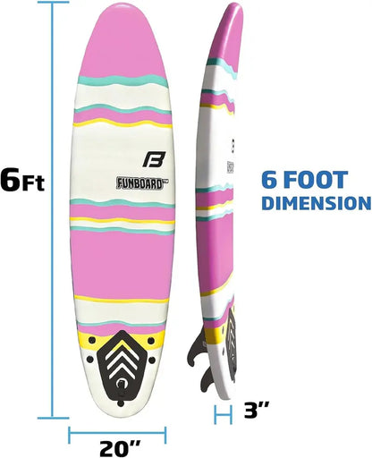 6-Foot Soft Foam Surfboard Set  Includes 3 Fins, Leash, Wood Stringers & Beginner-Friendly Stability