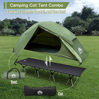 1-Person Off-Ground Cot Tent Combo  Waterproof, Elevated Sleeping System with Quick-Setup Design