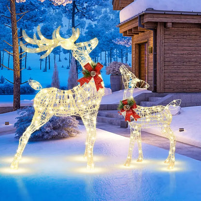 Tangkula Christmas LED Reindeer Decoration, 50 Warm White Lights, Steel & Tinsel, Indoor/Outdoor Holiday Decor
