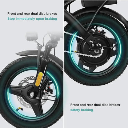 Foldable Commuter E-Bike for Adults & Teens  48V, 24 MPH, Compact City-Ready Design