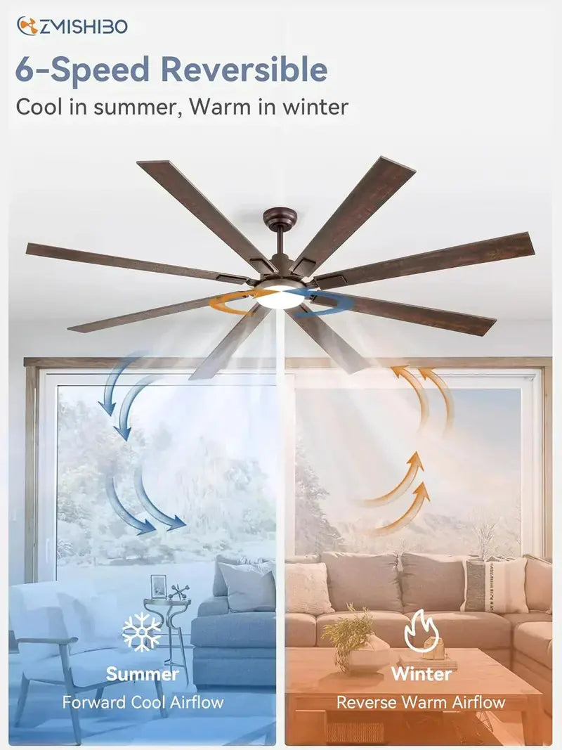 Zmishibo 72-Inch Ceiling Fan with Integrated Light & Remote Control  Indoor/Outdoor Rated