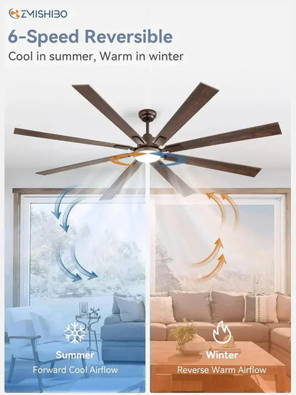 Zmishibo 72-Inch Ceiling Fan with Integrated Light & Remote Control  Indoor/Outdoor Rated