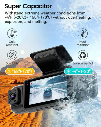 Channel 360° Surround View Dash Cam  1080P Front/Rear + Interior Left/Right Camera System