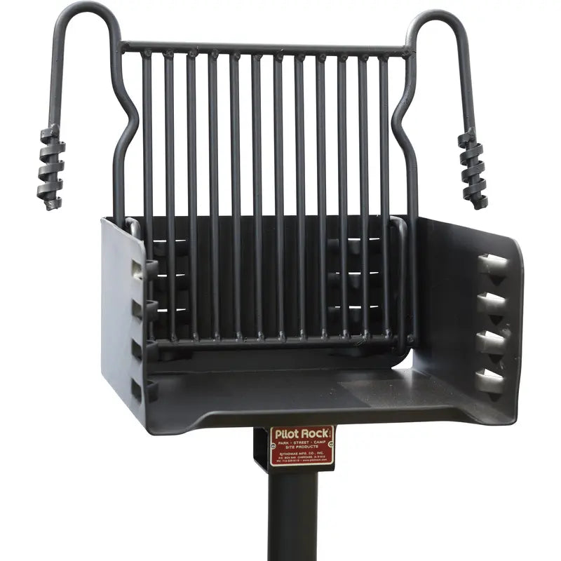 Pilot Rock Park-Style Steel Outdoor Charcoal BBQ Grill with Mounting Post  Black