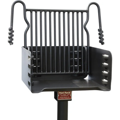 Pilot Rock Park-Style Steel Outdoor Charcoal BBQ Grill with Mounting Post  Black