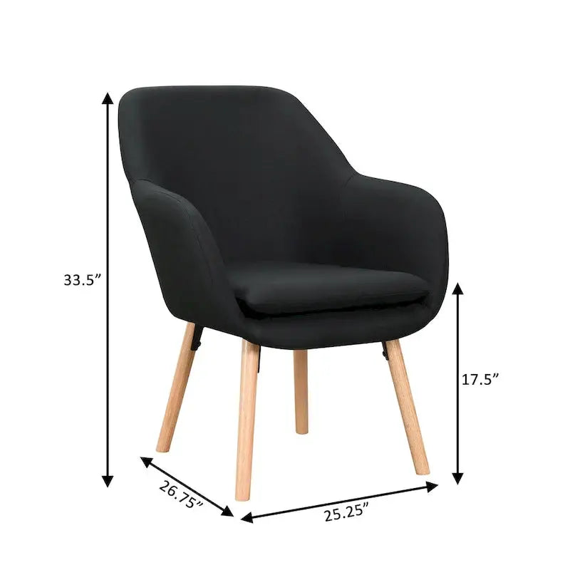 Convenience Concepts Charlotte Wingback Accent Chair  Upholstered Armchair with Tailored Design