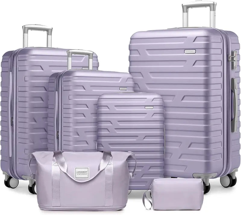 6-Piece Lightweight Expandable Hardshell Luggage Set  TSA-Approved Carry-On & Checked Suitcases with Spinner Wheels
