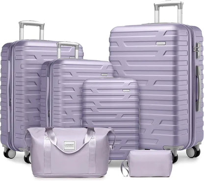6-Piece Lightweight Expandable Hardshell Luggage Set  TSA-Approved Carry-On & Checked Suitcases with Spinner Wheels