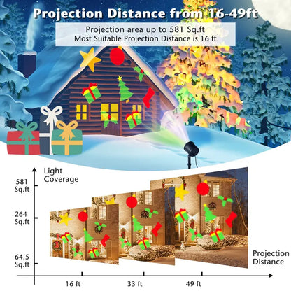 Rotating Christmas Projection Light with 65-Degree Adjustable Tilt and Seasonal Patterns
