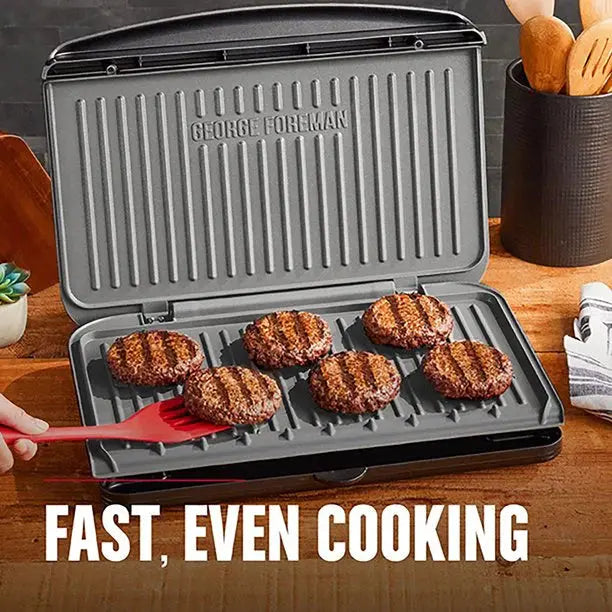 George Foreman 9-Serving Indoor Grill & Panini Press  Gunmetal Grey, Removable Plates