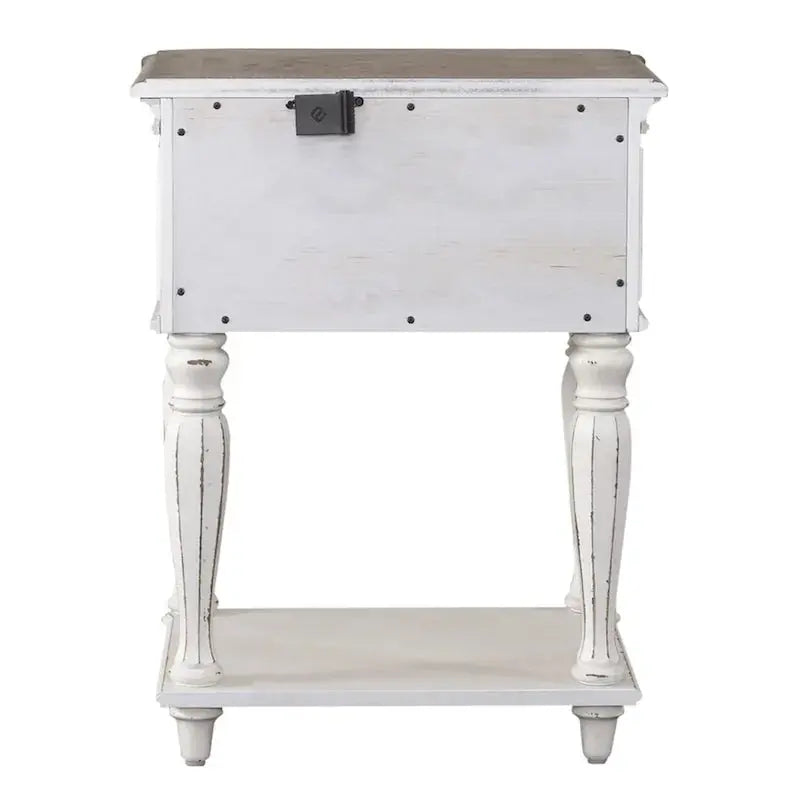 Magnolia Manor Nightstand with Antique White Finish and Classic Leg Design
