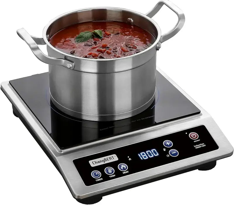Portable Induction Cooktop  8-Inch Stainless Steel Burner for Countertop or RV Cooking