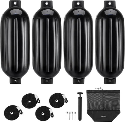 Affordura Boat Fender 4 Pack Boat Bumpers Fenders with 4 Ropes, Boat Bumpers for Pontoon