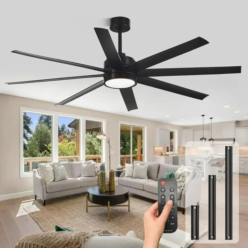 72-Inch Modern Ceiling Fan  Indoor/Outdoor Use for Living Rooms, Cafés & Patios