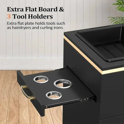 OmySalon 3-Drawer Salon Station  Mobile Barber & Spa Storage Cart with Adjustable Shelves and Casters