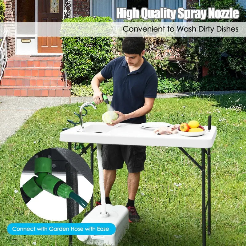 Foldable Fishing Table with Sink  Portable Fillet & Cleaning Station for Hunting and Camping