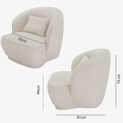 Fauteuil design bouclette gris-cr me Pablo