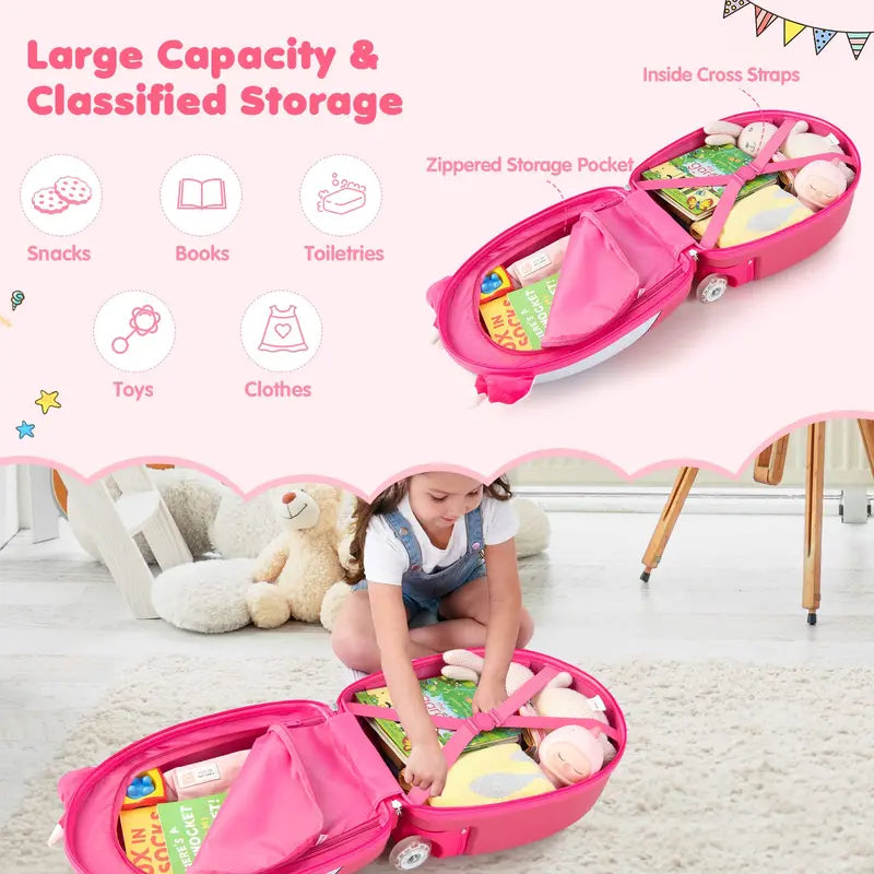 16-Inch Kids Carry-On Luggage with LED Light-Up Wheels & Waterproof Hard Shell
