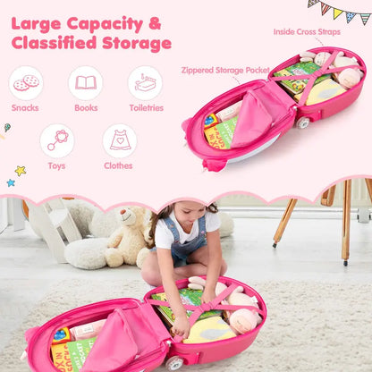 16-Inch Kids Carry-On Luggage with LED Light-Up Wheels & Waterproof Hard Shell