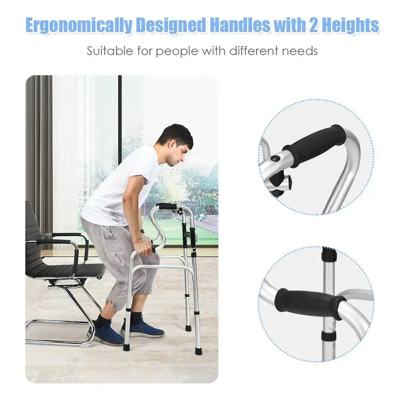 Heavy-Duty Folding Walker  FDA-Certified Support Frame with Toilet Armrests (400 LB Capacity)