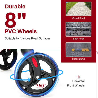 Senior-Friendly 2-in-1 Rollator Walker with Built-in Seat and Medical-Grade Support