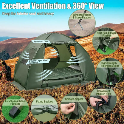 5-in-1 Camping Cot System  Includes Air Mattress, Pillow, Sleeping Bag & Carry Bag