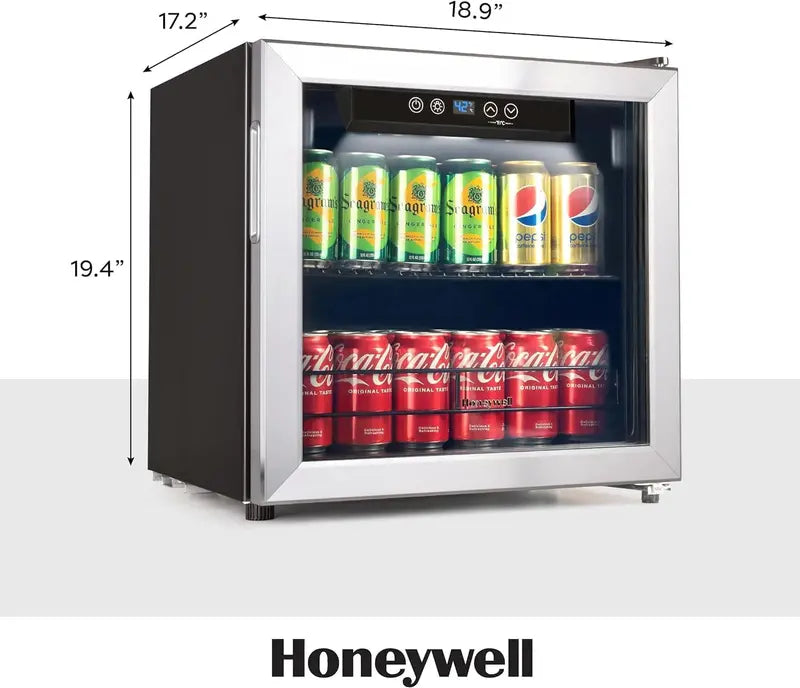 115-Can Beverage Refrigerator  Glass-Door Mini Fridge with Adjustable Shelving for Bar or Office