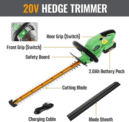 WORKPROX 20V 22-Inch Dual-Action Hedge Trimmer  3/4-Inch Cutting Capacity for Clean Branch Removal