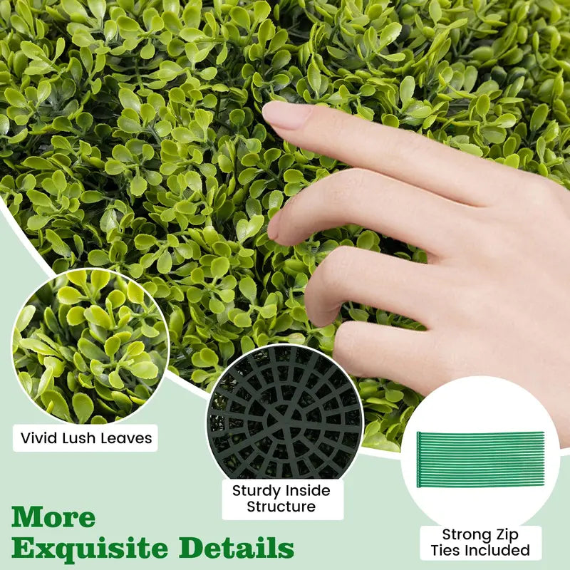 Set of Two 20-Inch Faux Boxwood Topiaries  Outdoor-Ready Round Hedge Balls with Fluffy Texture