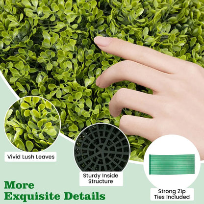 Set of Two 20-Inch Faux Boxwood Topiaries  Outdoor-Ready Round Hedge Balls with Fluffy Texture