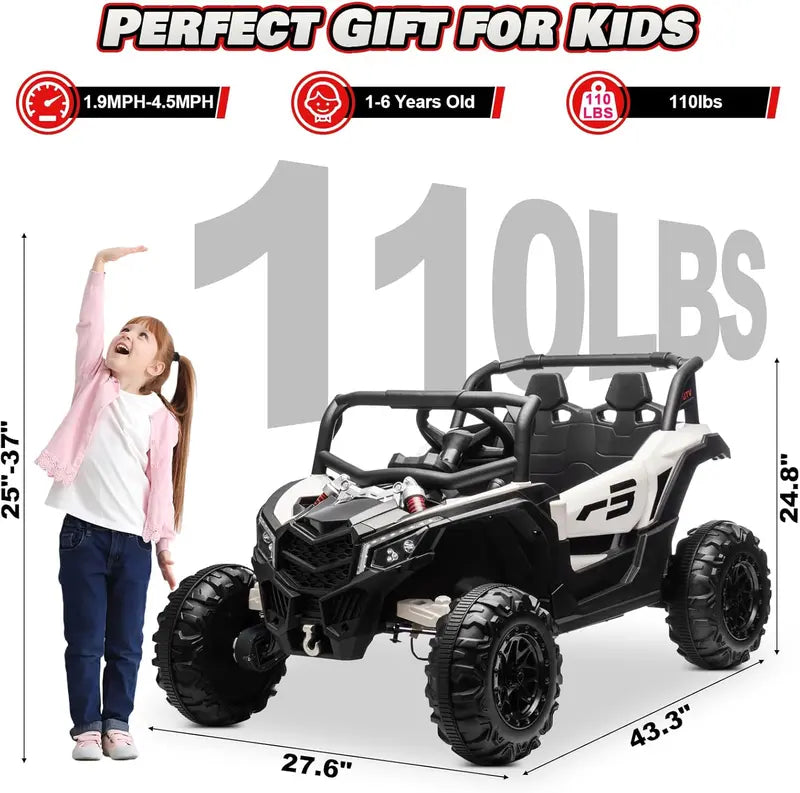 JOYRACER Kids RC Car  4×150W Motors, Shock Absorption, Bluetooth Audio, MP3, LED Headlights