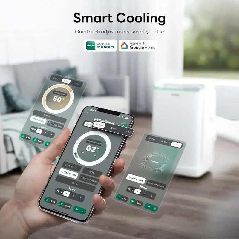 ZAFRO 8,000 BTU Portable Air Conditioner with 4-Mode Operation & Rapid Cooling