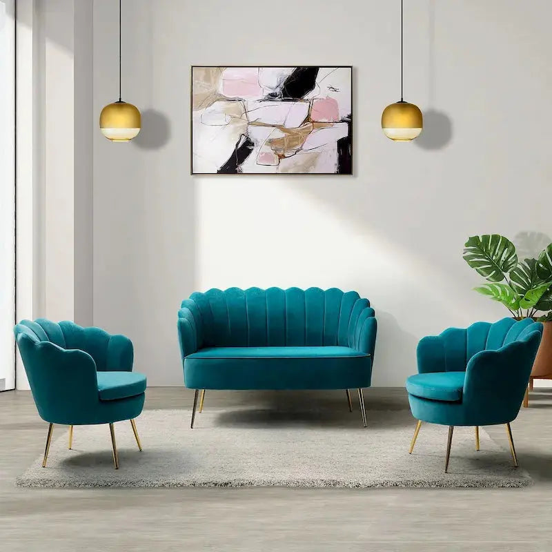 Xabier 3-Piece Living Room Set  52-Inch Modern Sofa and Matching Chairs by HULALA HOME