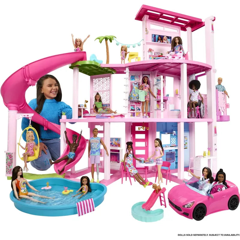 Barbie Dreamhouse Pool Party Set  3-Story Slide, Pet-Friendly Features, and 75+ Play Components