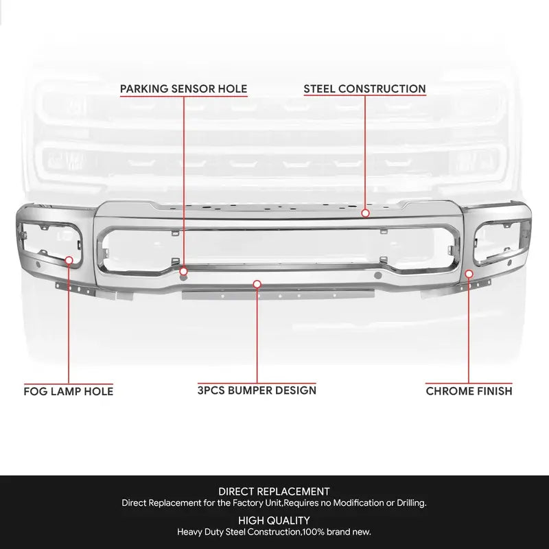 Modular Front Bumper for 20232025 Ford F-250/F-350 Super Duty  Equipped for Parking Sensors