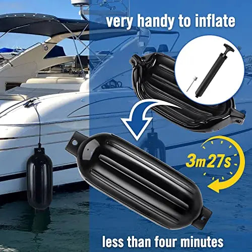 Affordura Boat Fender 4 Pack Boat Bumpers Fenders with 4 Ropes, Boat Bumpers for Pontoon