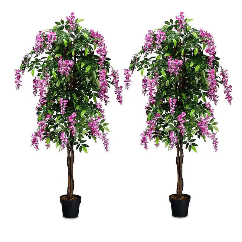 6-Foot Fake Wisteria Tree  Realistic Artificial Greenery in Nursery Pot for Home Decor