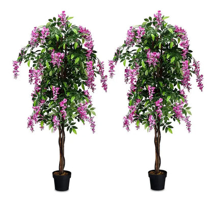 6-Foot Fake Wisteria Tree  Realistic Artificial Greenery in Nursery Pot for Home Decor