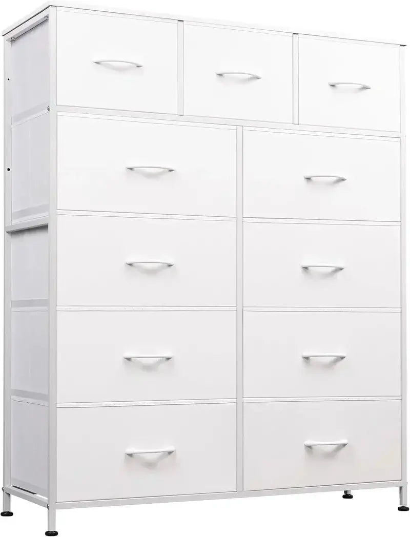 11-Bin Tall Fabric Storage Tower  Steel-Frame Organizer Unit with Stackable Drawers & Soft Bins