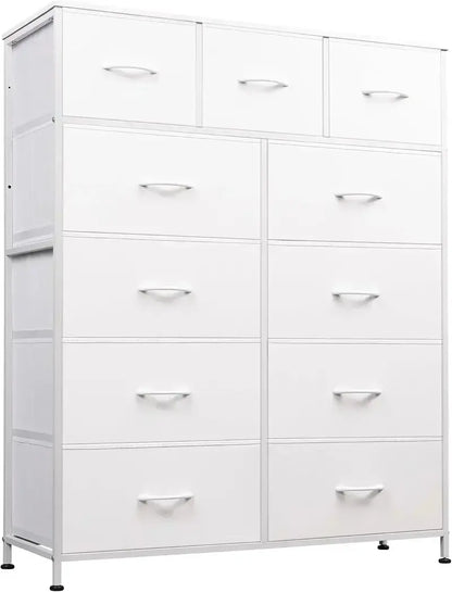 11-Bin Tall Fabric Storage Tower  Steel-Frame Organizer Unit with Stackable Drawers & Soft Bins