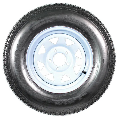 2-Pk Trailer Tire Rim ST205/75D14 2057514 F78-14 14 LRC 5 Lug White Spoke Wheel